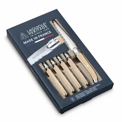 Couteaux - COFFRET DE 6 COUTEAUX LAGUIOLE ACCESS MADE IN FRANCE MANCHE BOIS - TARRERIAS - BONJEAN