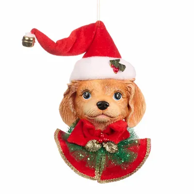Other Christmas decorations - FAM.FEAST XMAS DOG HEAD ORN RD/BRWN 24CM - GOODWILL M&G