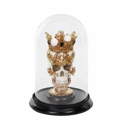 Decorative objects - GLSS SKULL W/CROWN DOME TT GLD/WH/BLK 27CM - GOODWILL M&G