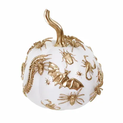 Decorative objects - PUMPKIN W/BATS/BUGS TT WH/GLD 30,5CM - GOODWILL M&G