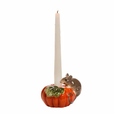 Objets de décoration - DOL.PUMPKIN/MOUSE CANDLE HOLDER TT OR/GRY 12CM - GOODWILL M&G