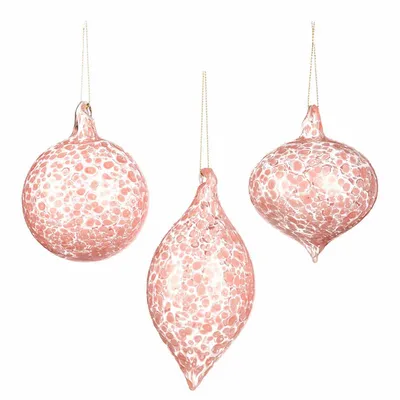 Autres décorations de Noël - GLSS SPOTTED BALL/FIN.ORN ASS/3 PNK/CLR 8CM - GOODWILL M&G