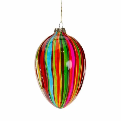 Objets de décoration - GLSS VERT.STRIPE RAINB.EGG ORN MULTI 12CM - GOODWILL M&G