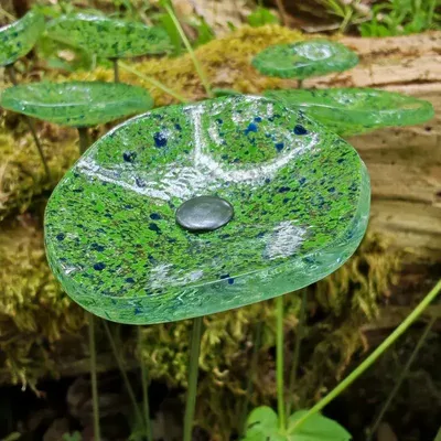 Décorations florales - Petite fleur pour usage extérieur en transparent, vert, bleu foncé - CARNEOL GLASS