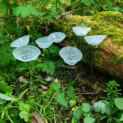 Décorations florales - Fleur de calebasse en verre de taille moyenne pour l'extérieur de couleur blanc transparent avec tige en acier inoxydable de 43 cm. - CARNEOL GLASS
