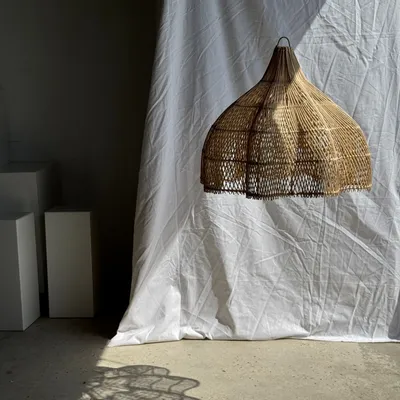 Hanging lights - Suspension, rattan lamp in the shape of a flower, tulip, corolla H:50 - OFFICE OBJETS