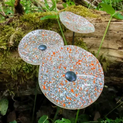 Décorations florales - Petite fleur ronde en verre pour usage extérieur en transparent-orange - CARNEOL GLASS
