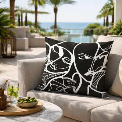 Garden textiles - Black Elongi 45 x 45 outdoor cushion - Design by BRASS - ARTDECORIS