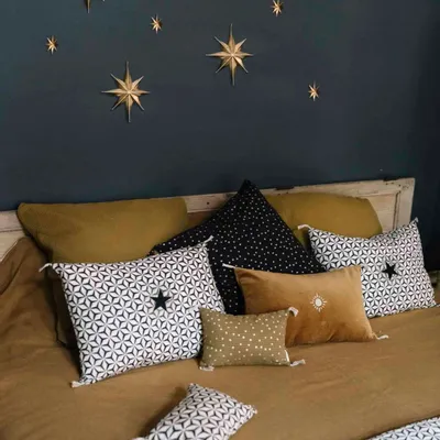 Fabric cushions - Stars carbon cushion - BONCOEURS