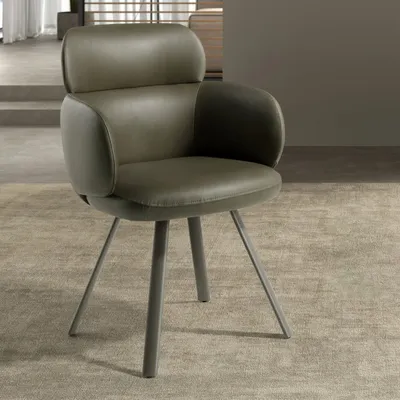 Chaises - Chaise pivotante en similicuir vert olive - ANGEL CERDÁ