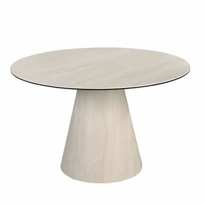 Dining Tables - Round dining table in porcelain marble and wood covered with a flexible porcelain marble sheet - ANGEL CERDÁ