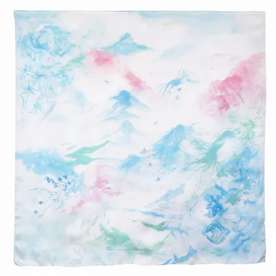 Foulards et écharpes - Foulard en soie Aquarellant les montagnes | 90x90 cm - ELCIELA