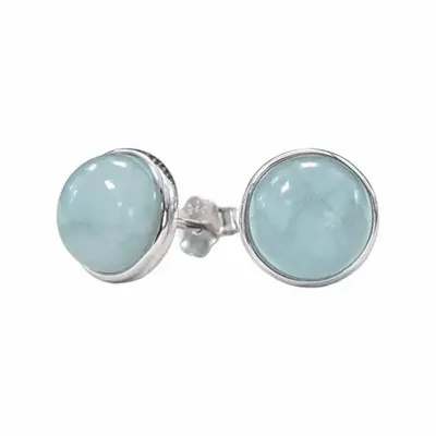 Parfums d'intérieur - Boucles d'Oreilles Argent 925 - Aigue Marine AA 8mm - ARABESK