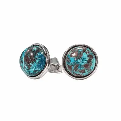 Parfums d'intérieur - Boucles d'Oreilles Argent 925 - Chrysocolle AA 8mm - ARABESK