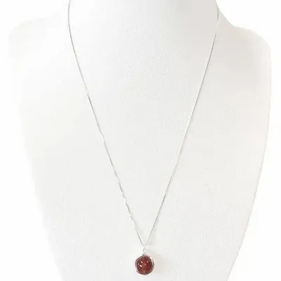 Parfums d'intérieur - Collier Argent 925 -Pendentif Quartz Fraise Hematoide A 10mm - ARABESK