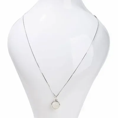 Home fragrances - 925 Silver Necklace - 10mm White Moonstone Pendant - ARABESK
