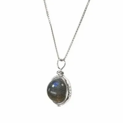 Home fragrances - 925 Silver Necklace - AA Labradorite Pendant 10mm - ARABESK