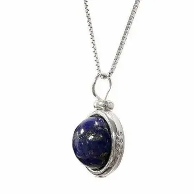 Parfums d'intérieur - Collier Argent 925 - Pendentif Lapis Lazuli AA 10mm - ARABESK