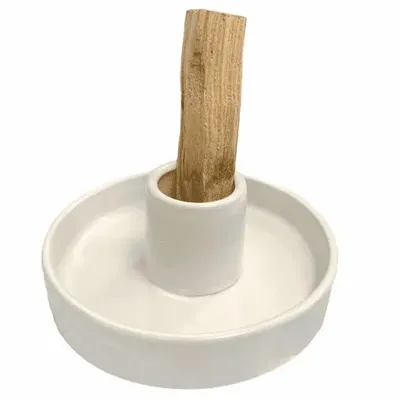 Parfums d'intérieur - Porte Encens Céramique Blanc pour Palo Santo 10.5cm - ARABESK
