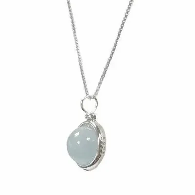 Parfums d'intérieur - Collier Argent 925 - Pendentif Aigue Marine A+ 10mm - ARABESK