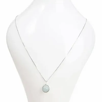 Parfums d'intérieur - Collier Argent 925 - Pendentif Aigue Marine A+ 10mm - ARABESK