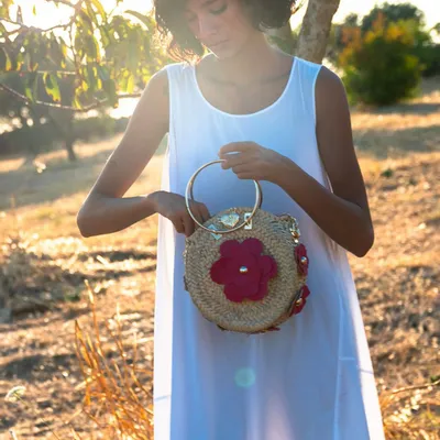 Bags and totes - Camelia round bag with flowers - DANIÉ