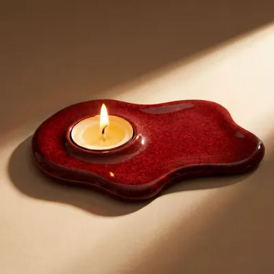Candlesticks and candle holders - ALCHEMY Tealight Holder - Volcanic Red - BIBAH