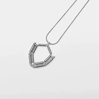Jewelry - Hexagon Necklace Silver with Hematite - C.KARAKALPAKI