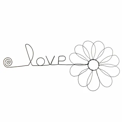Other wall decoration - Daisy Flower - "Love" - ​​Wire Wall Decoration - BIJOUX DE MUR