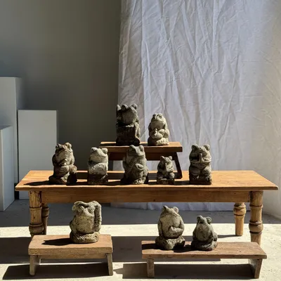 Accessoires de déco extérieure - Petite grenouille sculpture de pierre calcaire balinaise tambour - OFFICE OBJETS