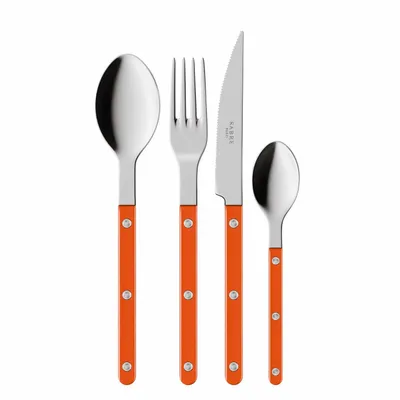 Ménagères - Set de 4 couverts de table - Bistrot Pearly, Orange - SABRE PARIS