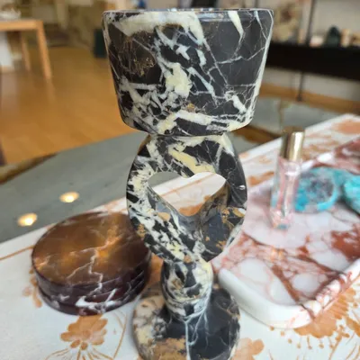 Objets de décoration - Bougeoir en marbre noir doré - SAGIT