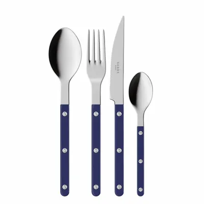 Ménagères - Set de 4 couverts de table - Bistrot Uni, Bleu Marine - SABRE PARIS
