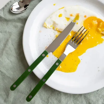 Ménagères - Set de 4 couverts de table - Bistrot Uni, Vert - SABRE PARIS