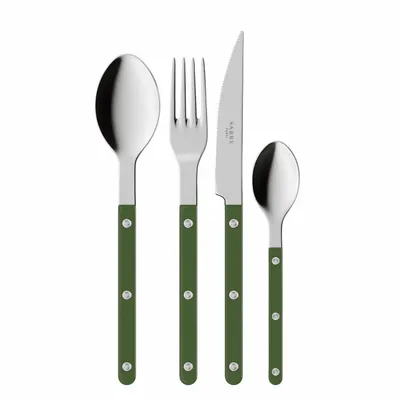 Ménagères - Set de 4 couverts de table - Bistrot Uni, Vert - SABRE PARIS