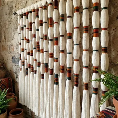 Autres décorations murales - Rustic Rhythm : installation murale en macramé texturé faite à la main - SARMAL DESIGN