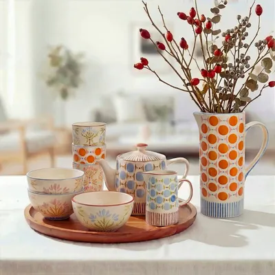 Assiettes au quotidien - Collection RETROFLORIA estampée à la main - TRANQUILLO