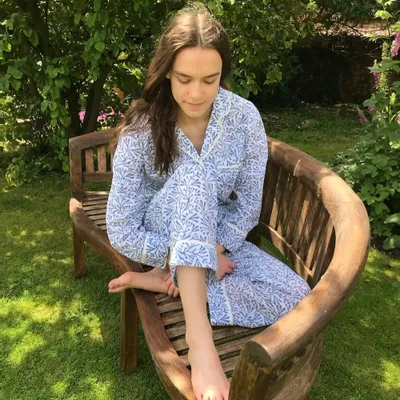 Sleepwear - Cotton Pyjamas - Blue Bud - LIME TREE DESIGN