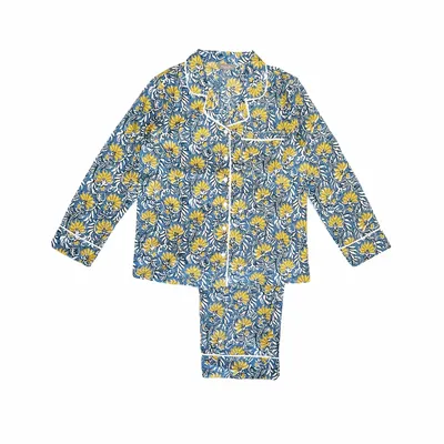 Sleepwear - Cotton Pyjamas - Jaipur Blue & Yellow - LIME TREE DESIGN
