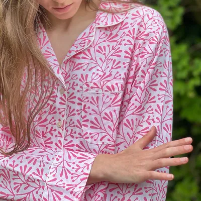 Sleepwear - Cotton Pyjamas - Pink Bud - LIME TREE DESIGN