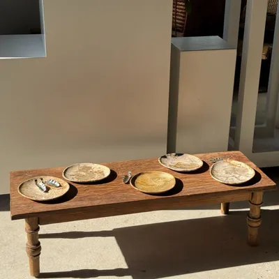 Assiettes de réception - Petit vide poche ou plat en bois pétrifié beige orangé D20,5 -3308 - OFFICE OBJETS