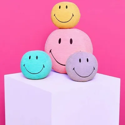Soft toy - SMILEY Plush Toy – 13cm Corduroy - Turquoise - STEMPELS ET CO