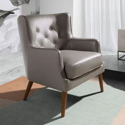 Fauteuils - Fauteuil Chester en cuir gris foncé - ANGEL CERDÁ