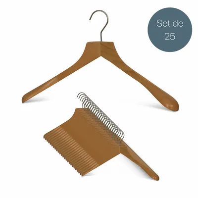 Office furniture and storage - MAWA wooden hanger wide shoulders natural beech 45cm pack of 25 - MAWA
