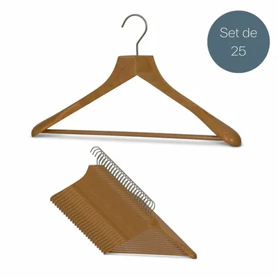 Office furniture and storage - MAWA wooden hanger wide shoulders natural beech 45cm pack of 25 - MAWA