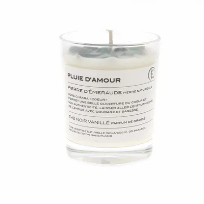 Diffuseurs de parfums - PLUIE D’AMOUR bougie parfumée Pierres de vie 130g – Émeraude - LIFE ON VENUS