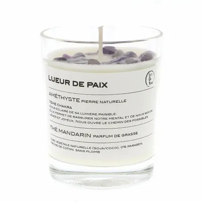 Diffuseurs de parfums - LUEUR DE PAIX bougie parfumée Pierres de vie 130g – Améthyste - LIFE ON VENUS