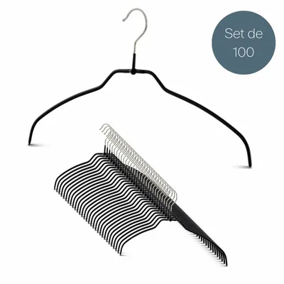 Office furniture and storage - MAWA lightweight metal top hanger black 42cm pack of 100 - MAWA
