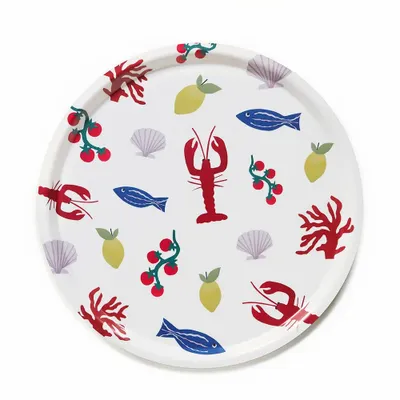 Plateaux - 'Seaside Lunch' Round Serving Tray - 38 cm - BLU KAT