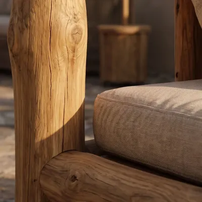 Deck chairs - Bed double OUTDOOR rondin de teck - EMPREINTE DU TEMPS
